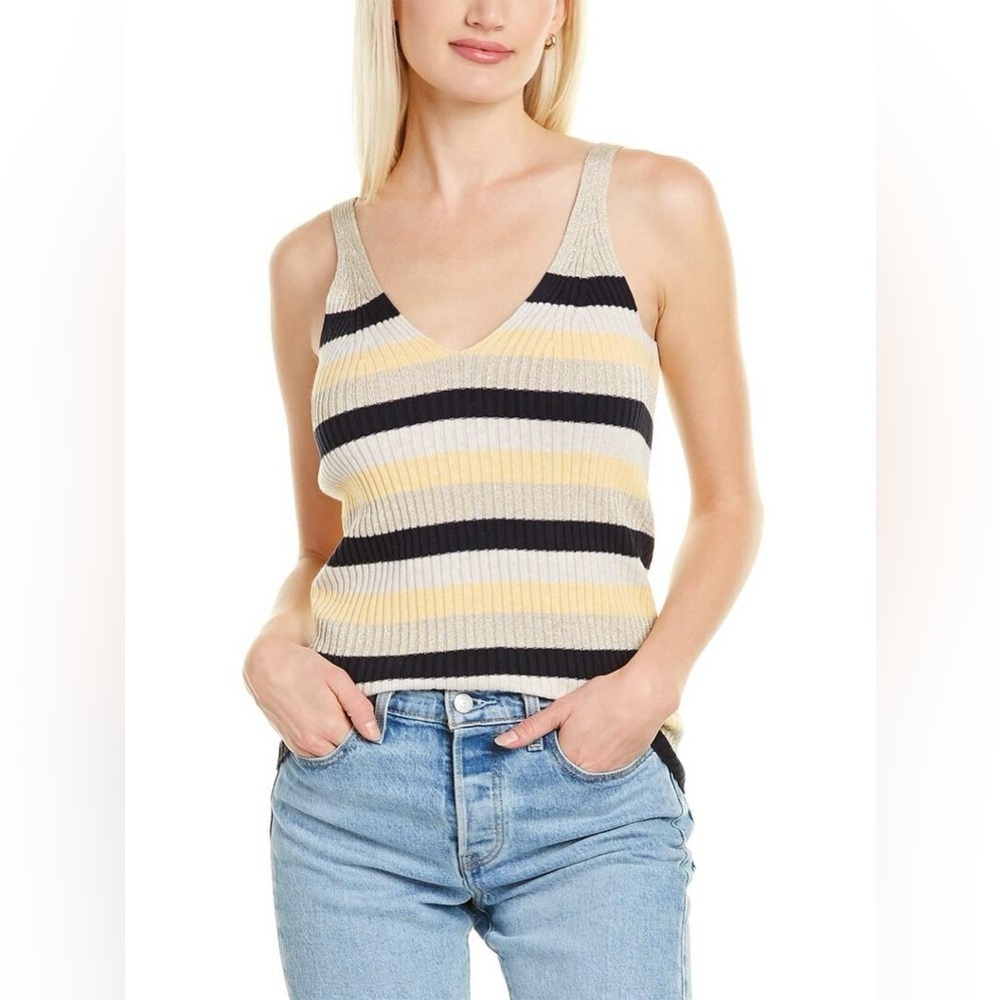La Vie by Rebecca Taylor Striped Linen Blend Knit Tank Size S